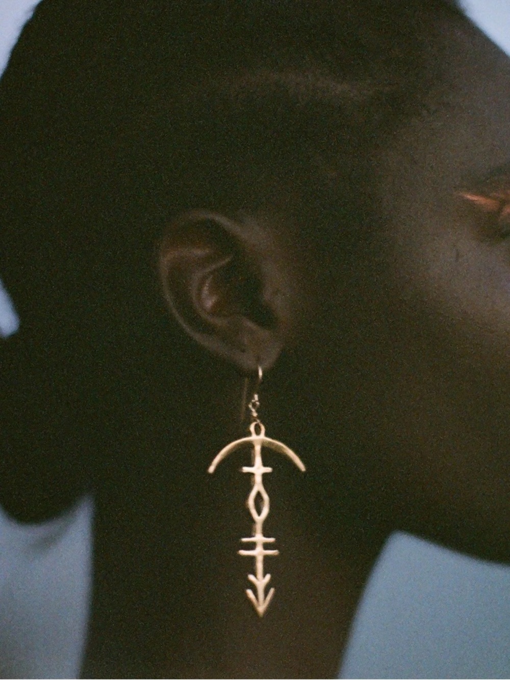 Catori Hocu Star Brass Egyptian Inspired Symbol Dangle Earrings